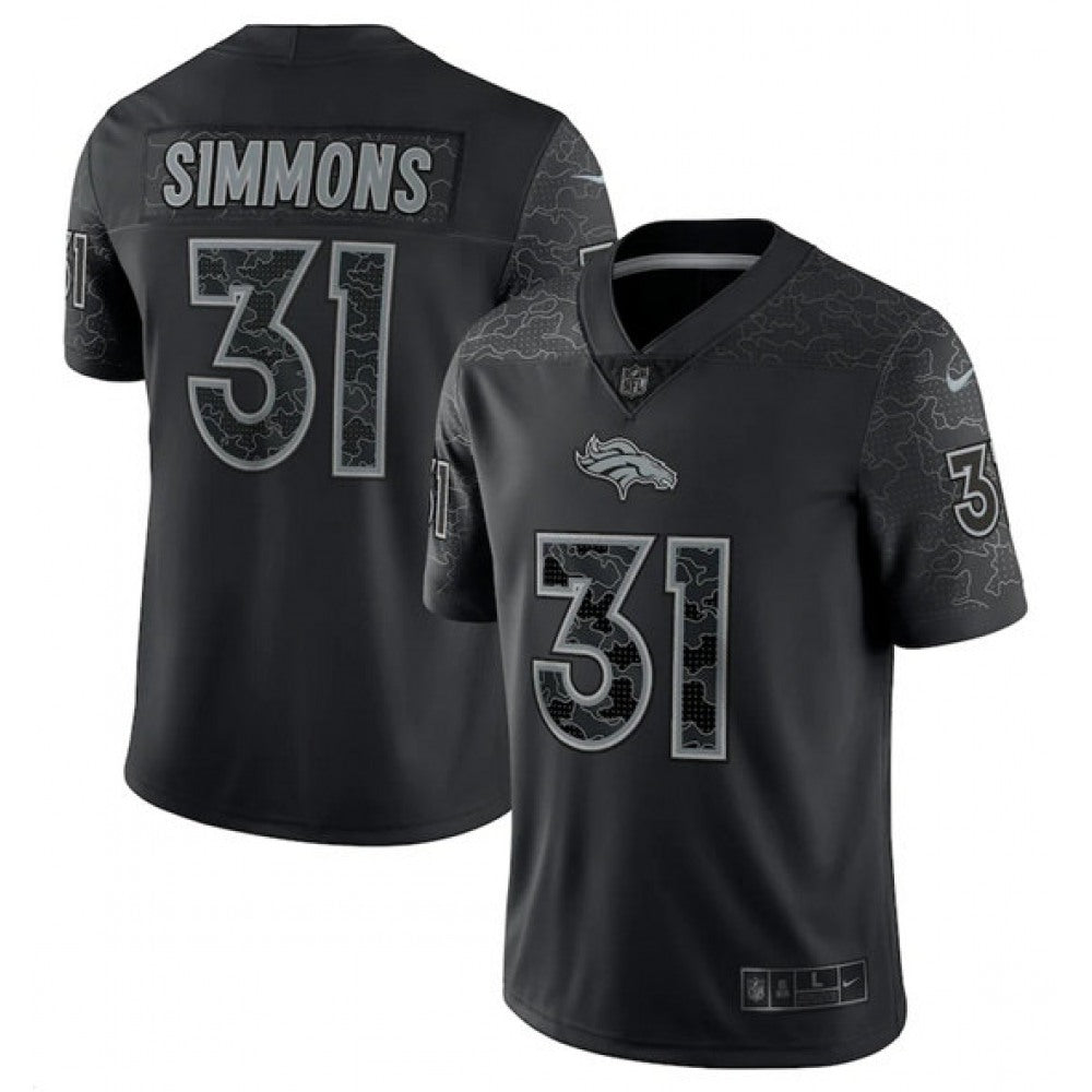 Men's Denver Broncos #31 Justin Simmons Black Reflective Limited Stitched Football Jersey 