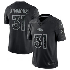Men's Denver Broncos #31 Justin Simmons Black Reflective Limited Stitched Football Jersey 