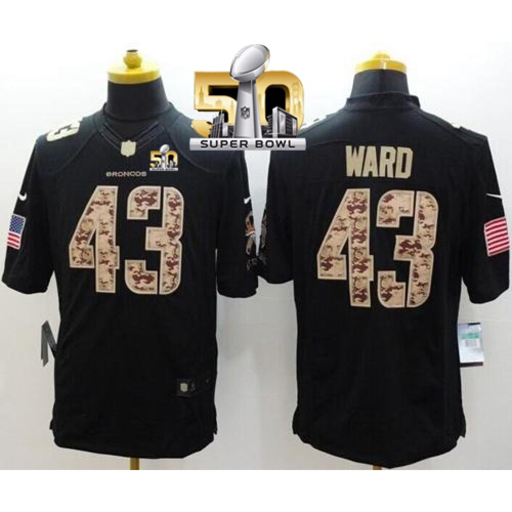 Broncos #43 T.J. Ward Black Super Bowl 50 Men's Stitched NFL Limited Salute to Service Jersey 