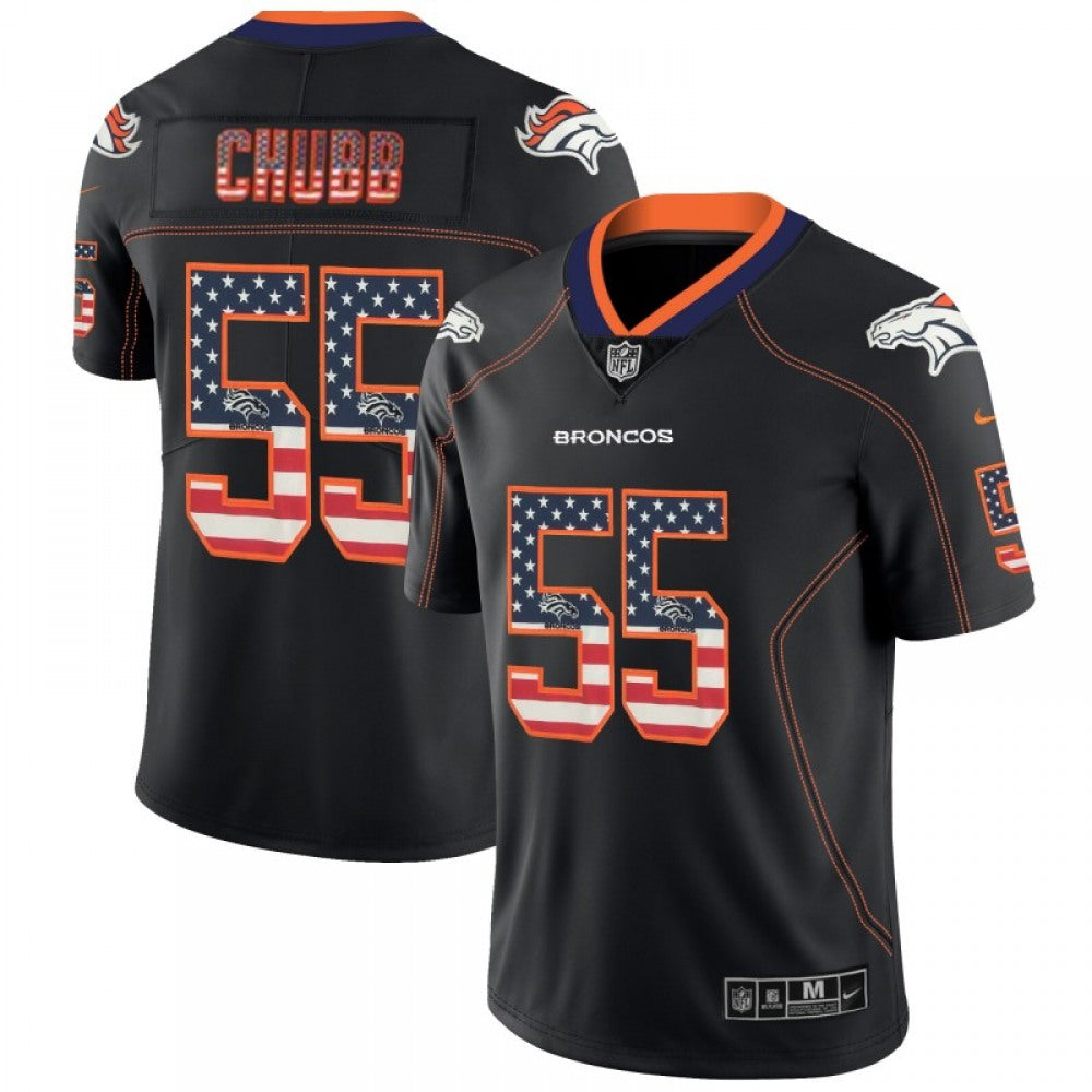 Men's Denver Broncos #55 Bradley Chubb Black 2018 USA Flag Fashion Color Rush NFL Limited Jersey 
