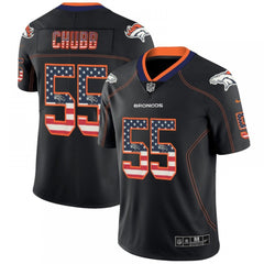 Men's Denver Broncos #55 Bradley Chubb Black 2018 USA Flag Fashion Color Rush NFL Limited Jersey 