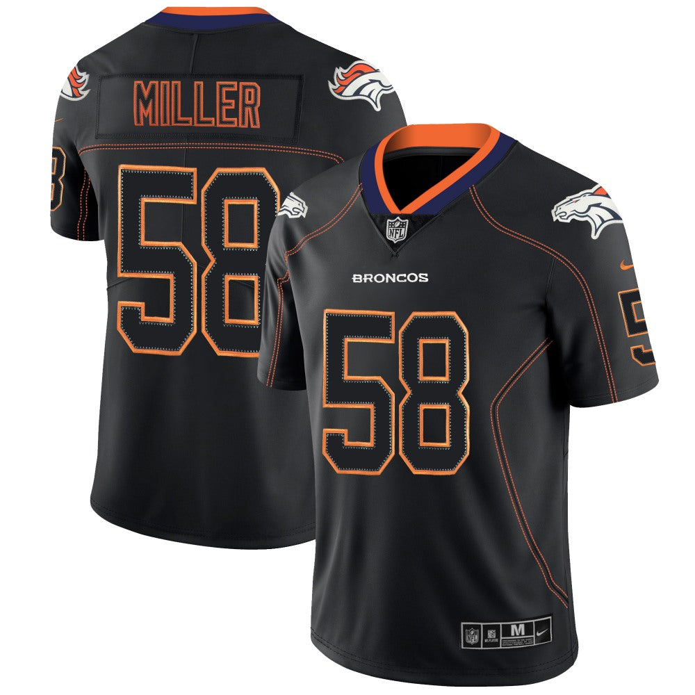 Men's Denver Broncos #58 Von Miller Black 2018 Lights Out Color Rush NFL Limited Jersey 