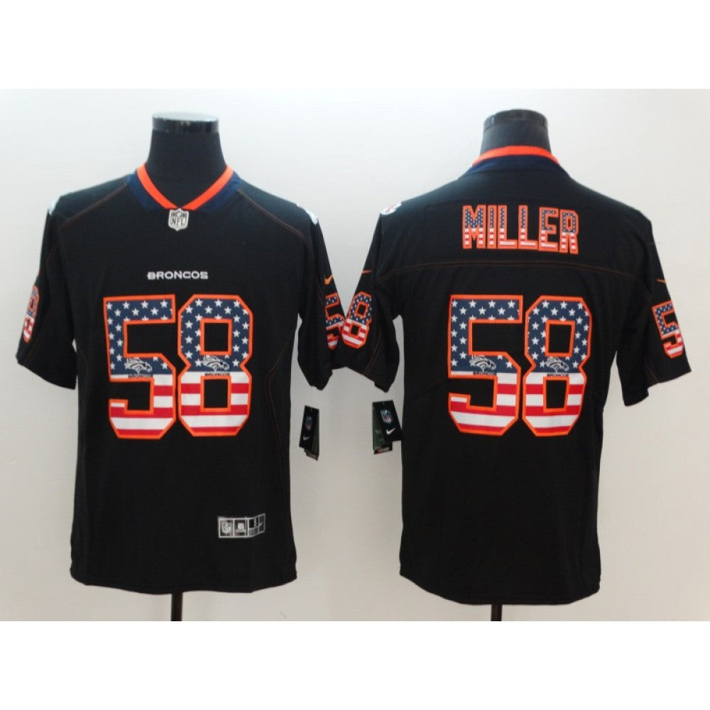 Men's Denver Broncos #58 Von Miller Black 2018 USA Flag Color Rush Limited Fashion NFL Stitched Jersey 