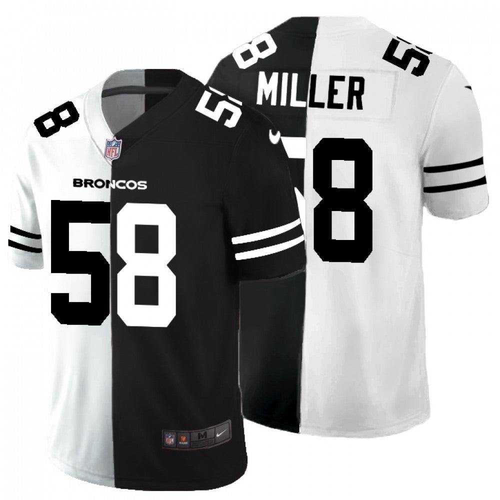 Men's Denver Broncos #58 Von Miller Black & White Split Limited Stitched Jersey 