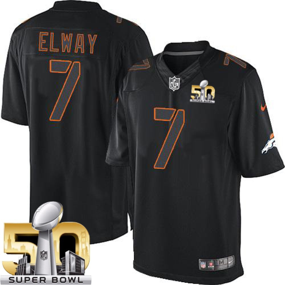 Broncos #7 John Elway Black Super Bowl 50 Men's Stitched NFL Impact Limited Jersey 
