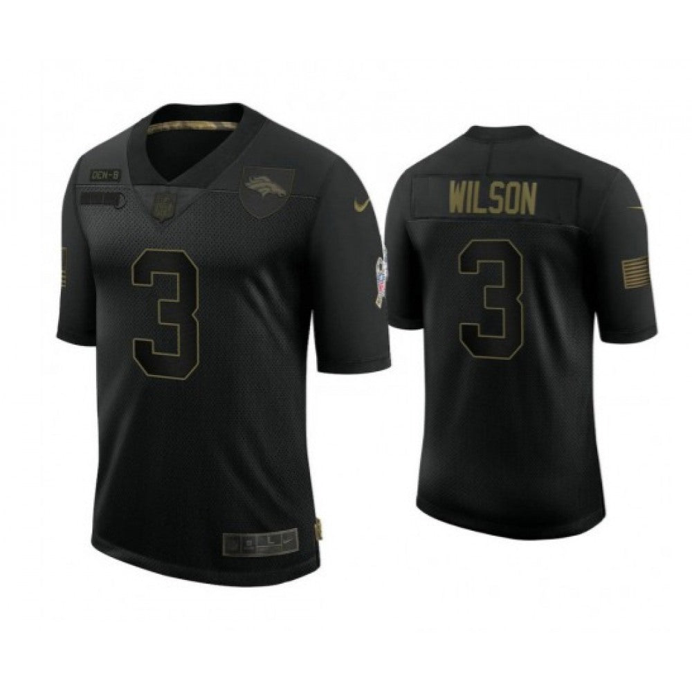 Men's Denver Broncos #3 Russell Wilson Black Salute To Service Limited Stitched Jersey 