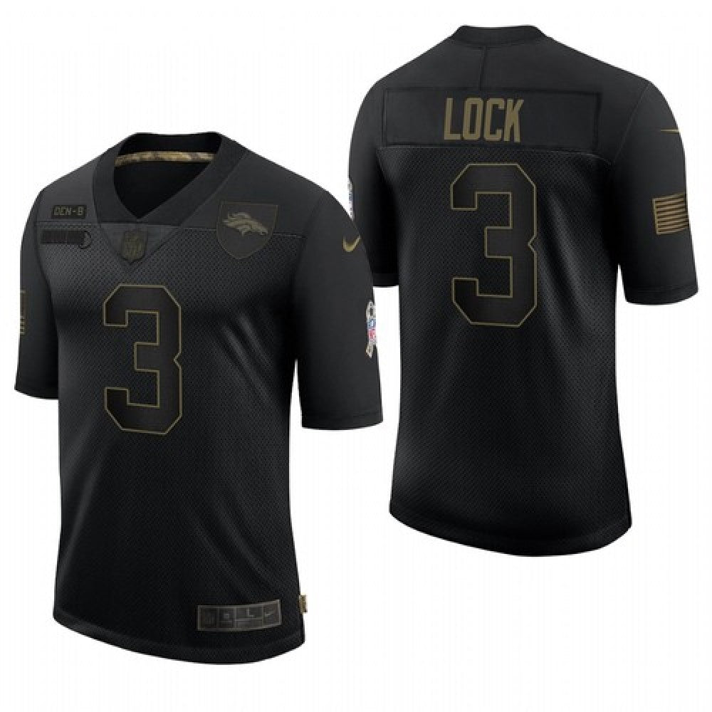 Men's Denver Broncos #3 Drew Lock Black 2020 Salute To Service Limited Stitched Jersey 