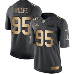 Broncos #95 Derek Wolfe Black Men's Stitched NFL Limited Gold Salute To Service Jersey 