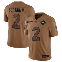Men's Denver Broncos #2 Patrick Surtain II 2023 Brown Salute To Service Limited Stitched Football Jersey 