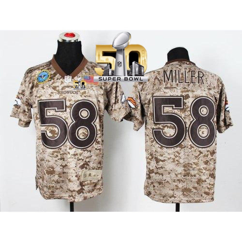Broncos #58 Von Miller Camo Super Bowl 50 Men's Stitched NFL New Elite USMC Jersey 