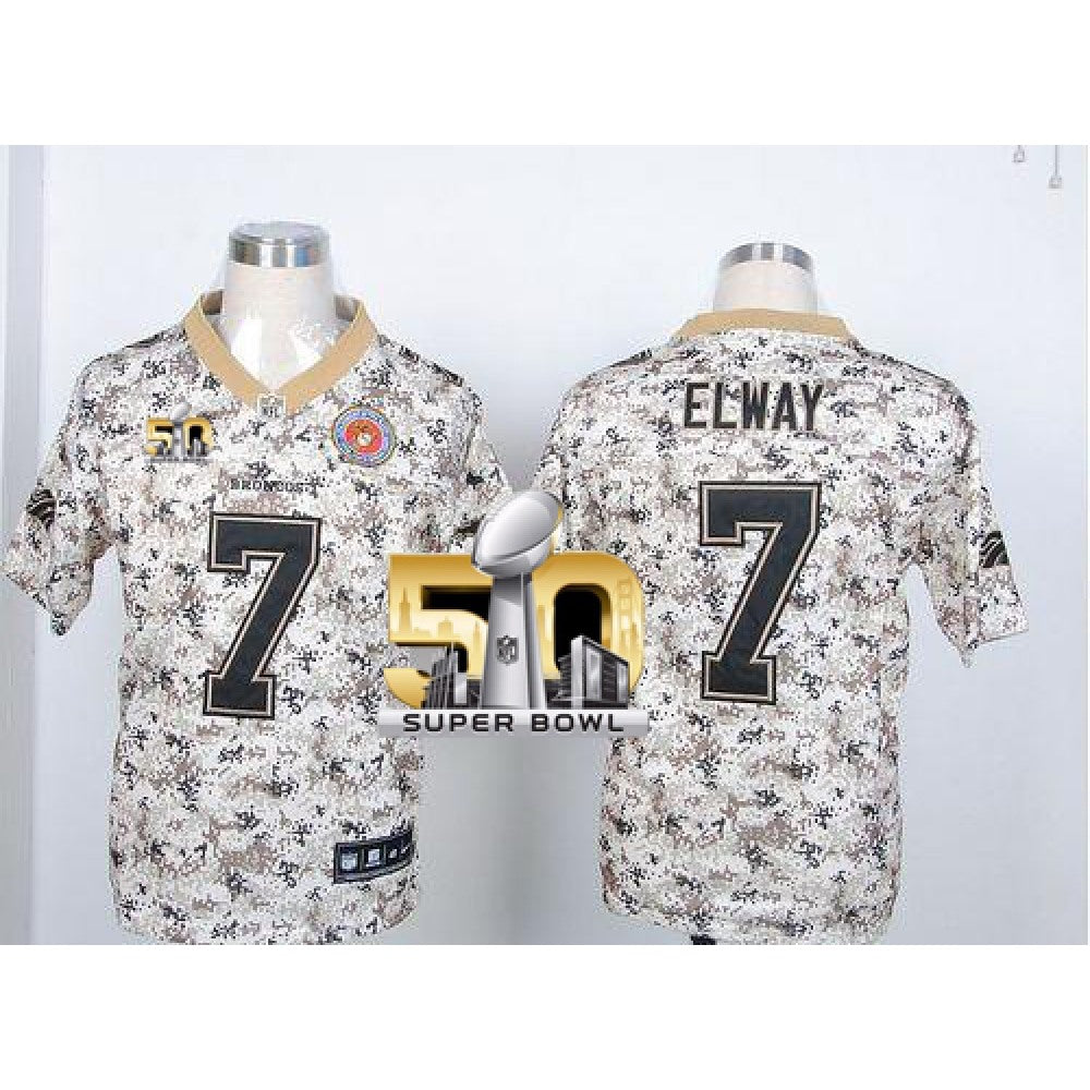 Broncos #7 John Elway Camo USMC Super Bowl 50 Men's Stitched NFL Elite Jersey 