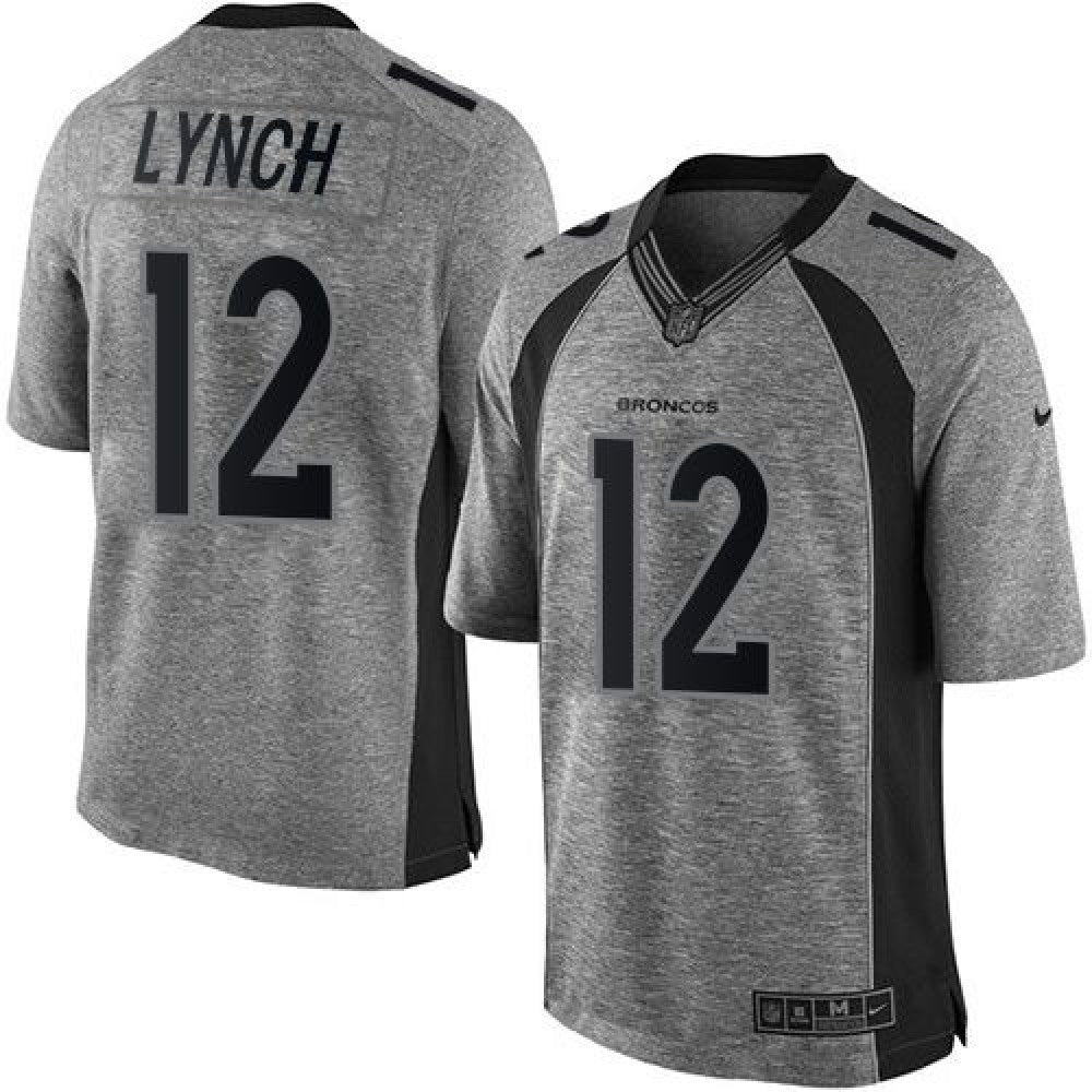 Broncos #12 Paxton Lynch Gray Men's Stitched NFL Limited Gridiron Gray Jersey 