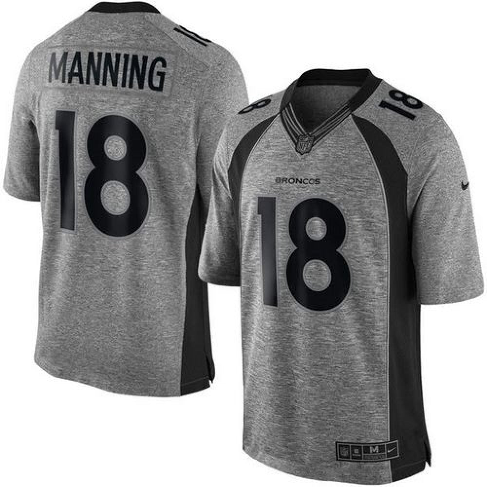 Broncos #18 Peyton Manning Gray Men's Stitched NFL Limited Gridiron Gray Jersey 