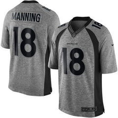 Broncos #18 Peyton Manning Gray Men's Stitched NFL Limited Gridiron Gray Jersey 