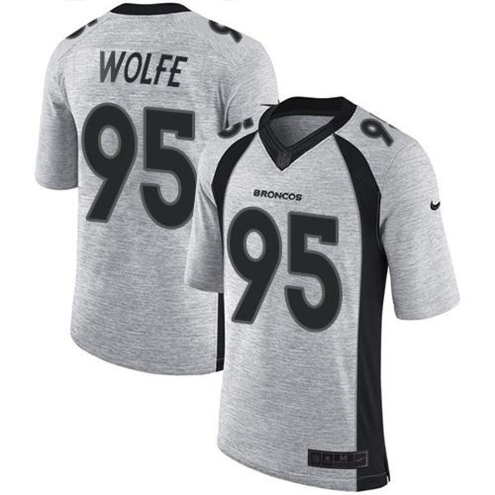 Broncos #95 Derek Wolfe Gray Men's Stitched NFL Limited Gridiron Gray II Jersey 