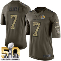 Broncos #7 John Elway Green Super Bowl 50 Men's Stitched NFL Limited Salute To Service Jersey 
