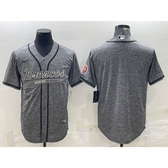 Men's Denver Broncos Blank Grey With Patch Cool Base Stitched Baseball Jersey 