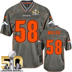 Broncos #58 Von Miller Grey Super Bowl 50 Men's Stitched NFL Elite Vapor Jersey 