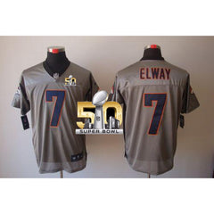 Broncos #7 John Elway Grey Shadow Super Bowl 50 Men's Stitched NFL Elite Jersey 