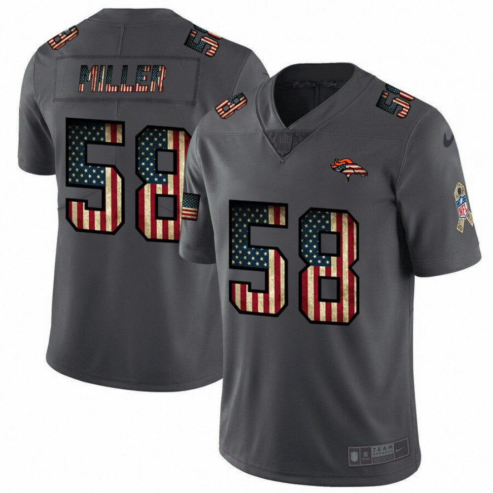 Men's Denver Broncos #58 Von Miller Grey 2019 Salute To Service USA Flag Fashion Limited Stitched NFL Jersey 