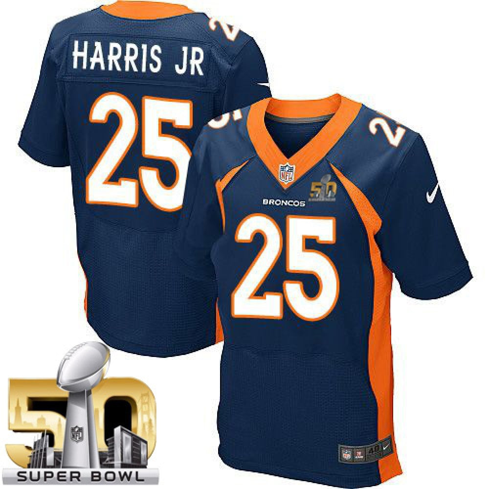 Broncos #25 Chris Harris Jr Navy Blue Alternate Super Bowl 50 Men's Stitched NFL New Elite Jersey 
