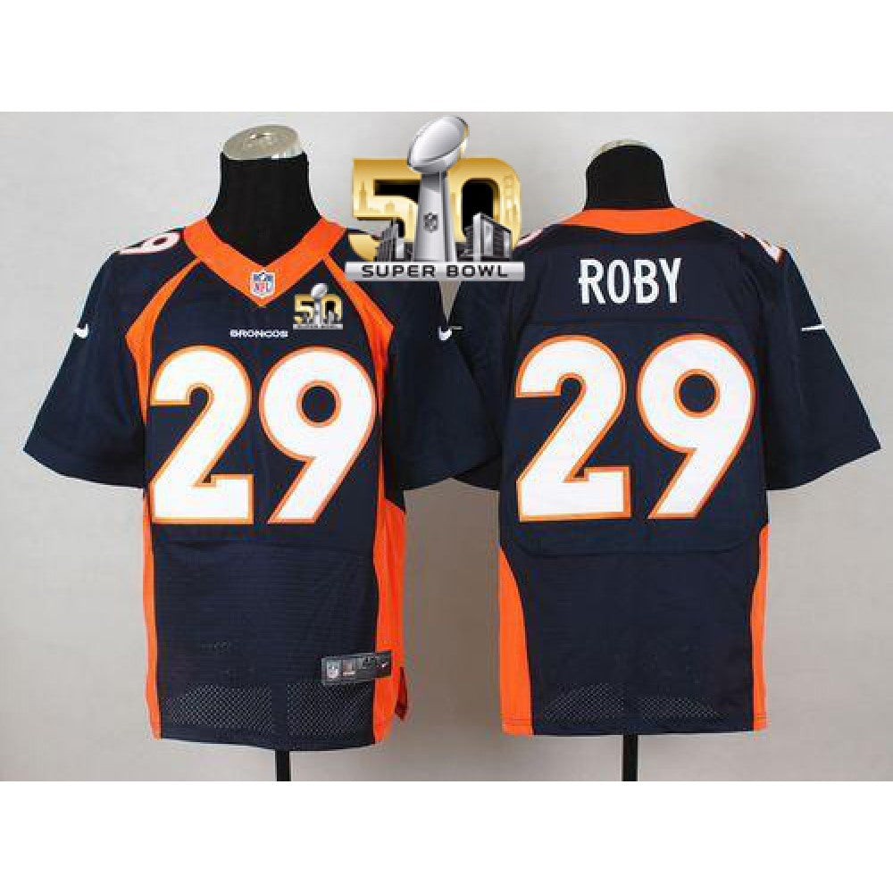 Broncos #29 Bradley Roby Navy Blue Alternate Super Bowl 50 Men's Stitched NFL New Elite Jersey 