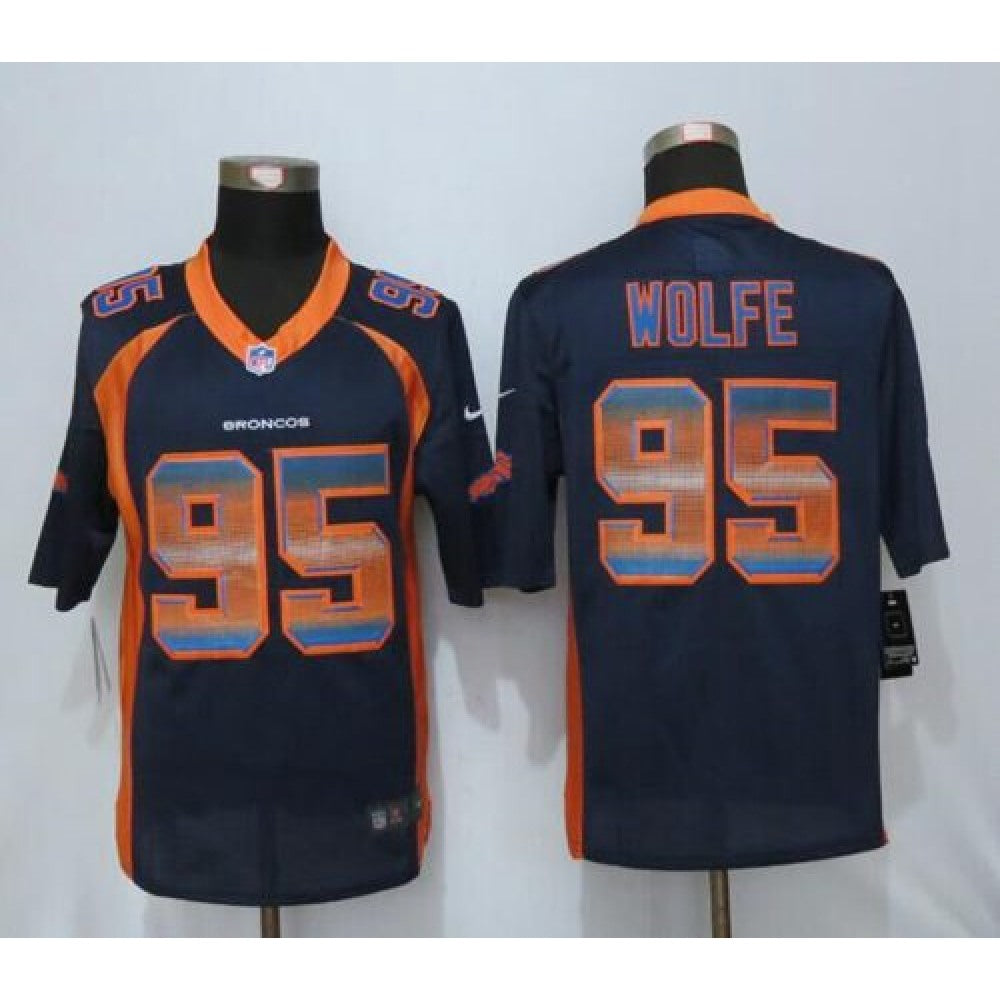 Broncos #95 Derek Wolfe Navy Blue Alternate Men's Stitched NFL Limited Strobe Jersey 