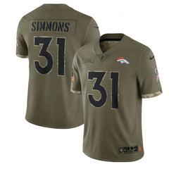 Men's Denver Broncos #31 Justin Simmons Olive 2022 Salute To Service Limited Stitched Jersey 