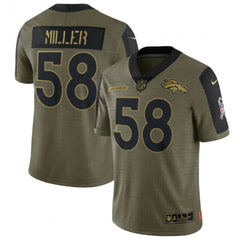 Men's Denver Broncos #58 Von Miller 2021 Olive Salute To Service Limited Stitched Jersey 