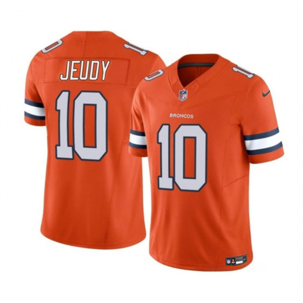 Men's Denver Broncos #10 Jerry Jeudy Orange 2023 F.U.S.E. Vapor Untouchable Stitched Jersey 