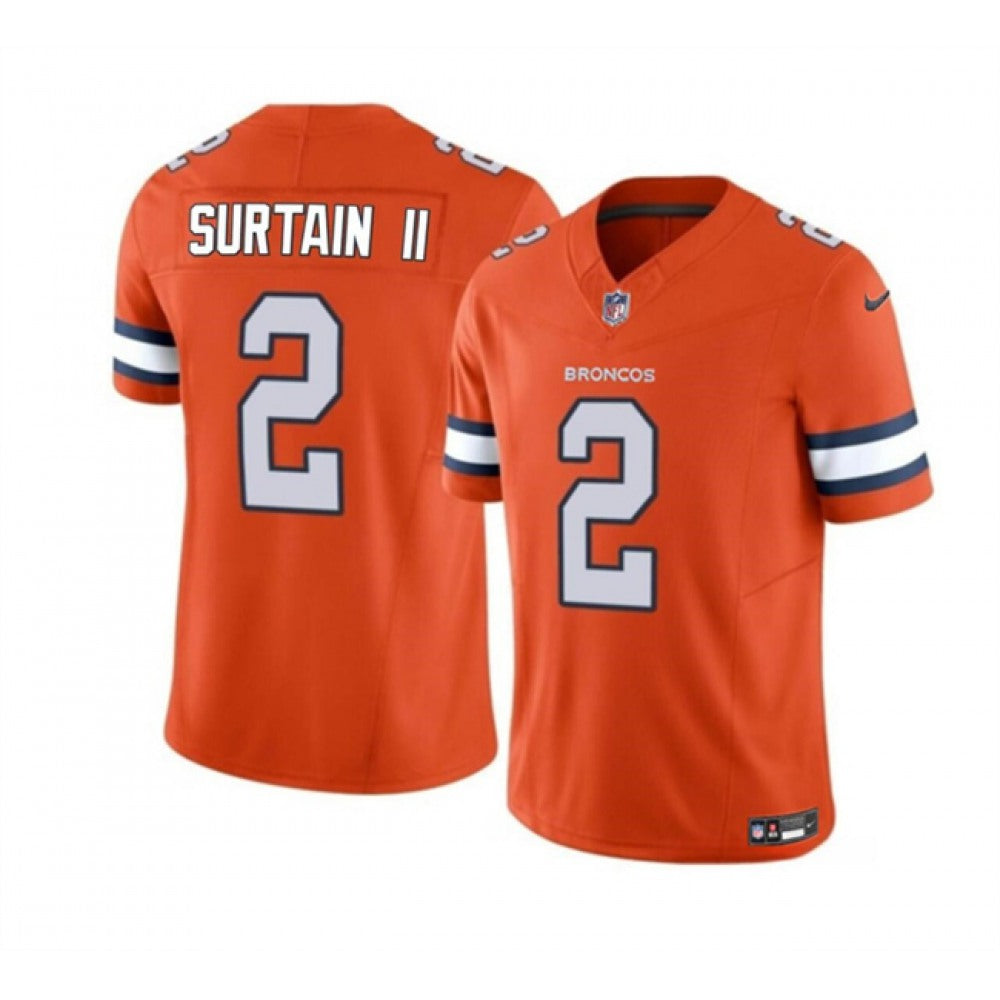 Men's Denver Broncos #2 Pat Surtain II Orange 2023 F.U.S.E. Vapor Untouchable Stitched Jersey 