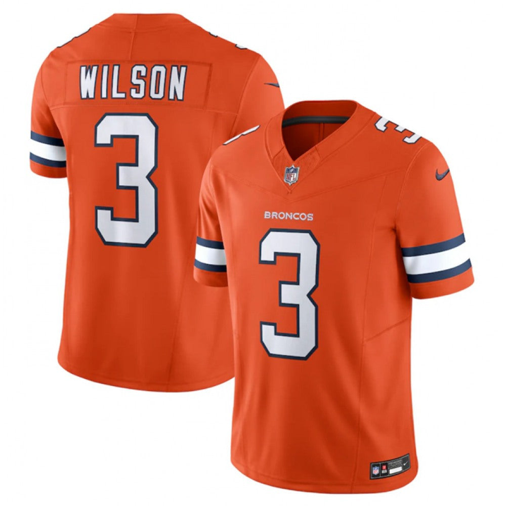 Men's Denver Broncos #3 Russell Wilson Orange 2023 F.U.S.E. Vapor Untouchable Stitched Jersey 