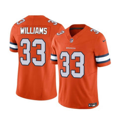 Men's Denver Broncos #33 Javonte Williams Orange 2023 F.U.S.E. Vapor Untouchable Stitched Jersey 