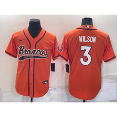 Men's Denver Broncos #3 Russell Wilson Orange Cool Base Stitched Baseball Jersey 