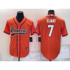 Men's Denver Broncos #7 John Elway Orange Cool Base Stitched Baseball Jersey 