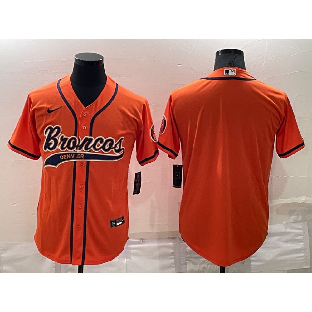 Men's Denver Broncos Blank Cool Base Orange Stitched Baseball Jersey 