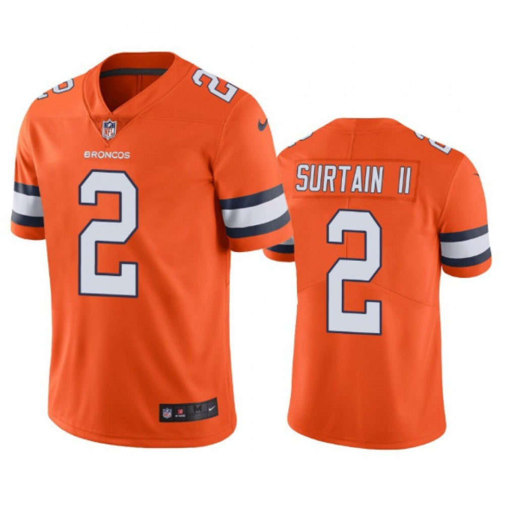 Men's Denver Broncos #2 Patrick Surtain II 2021 Orange Color Rush Stitched Football Jersey 