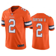 Men's Denver Broncos #2 Patrick Surtain II 2021 Orange Color Rush Stitched Football Jersey 