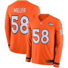Men's Denver Broncos #58 Von Miller Orange Therma Long Sleeve Stitched NFL Jersey 