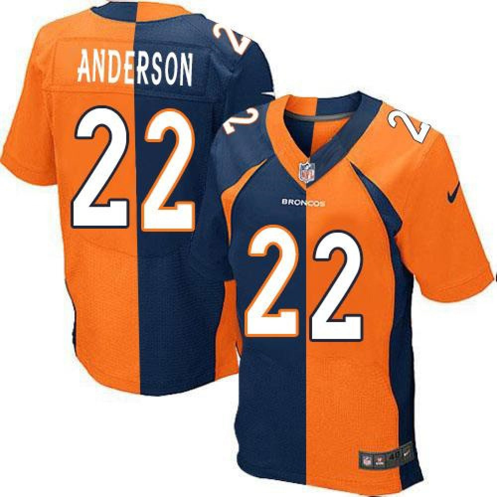 Broncos #22 C.J. Anderson Orange/Navy Blue Men's Stitched NFL Elite Split Jersey 