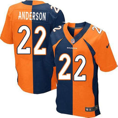 Broncos #22 C.J. Anderson Orange/Navy Blue Men's Stitched NFL Elite Split Jersey 
