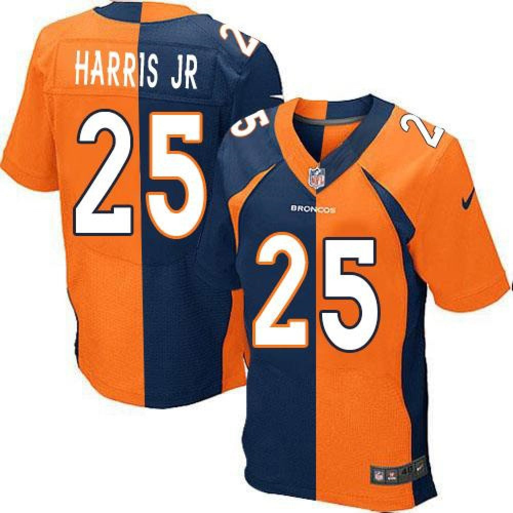 Broncos #25 Chris Harris Jr Orange/Navy Blue Men's Stitched NFL Elite Split Jersey 