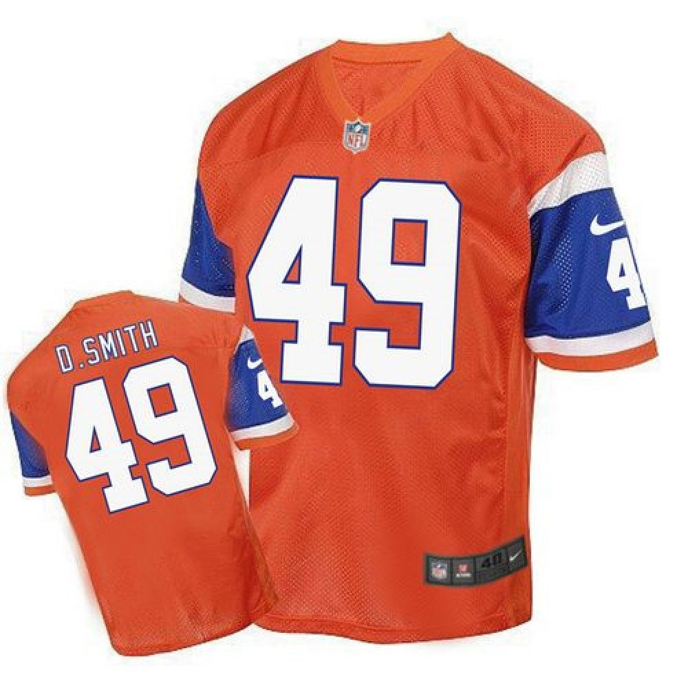 Broncos #49 Dennis Smith Orange Men's Stitched NFL Elite Throwback Jersey 