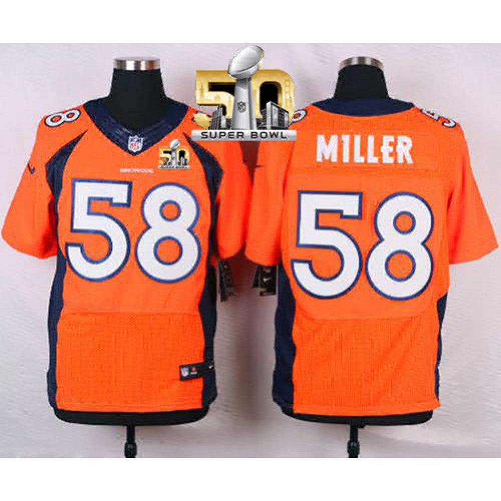 Broncos #58 Von Miller Orange Team Color Super Bowl 50 Men's Stitched NFL New Elite Jersey 