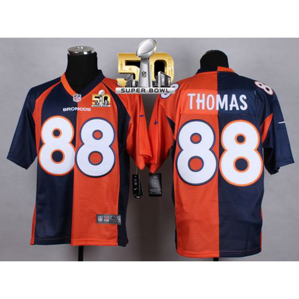 Broncos #88 Demaryius Thomas Orange/Navy Blue Super Bowl 50 Men's Stitched NFL Elite Split Jersey 