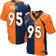 Broncos #95 Derek Wolfe Orange/Navy Blue Men's Stitched NFL Elite Split Jersey 
