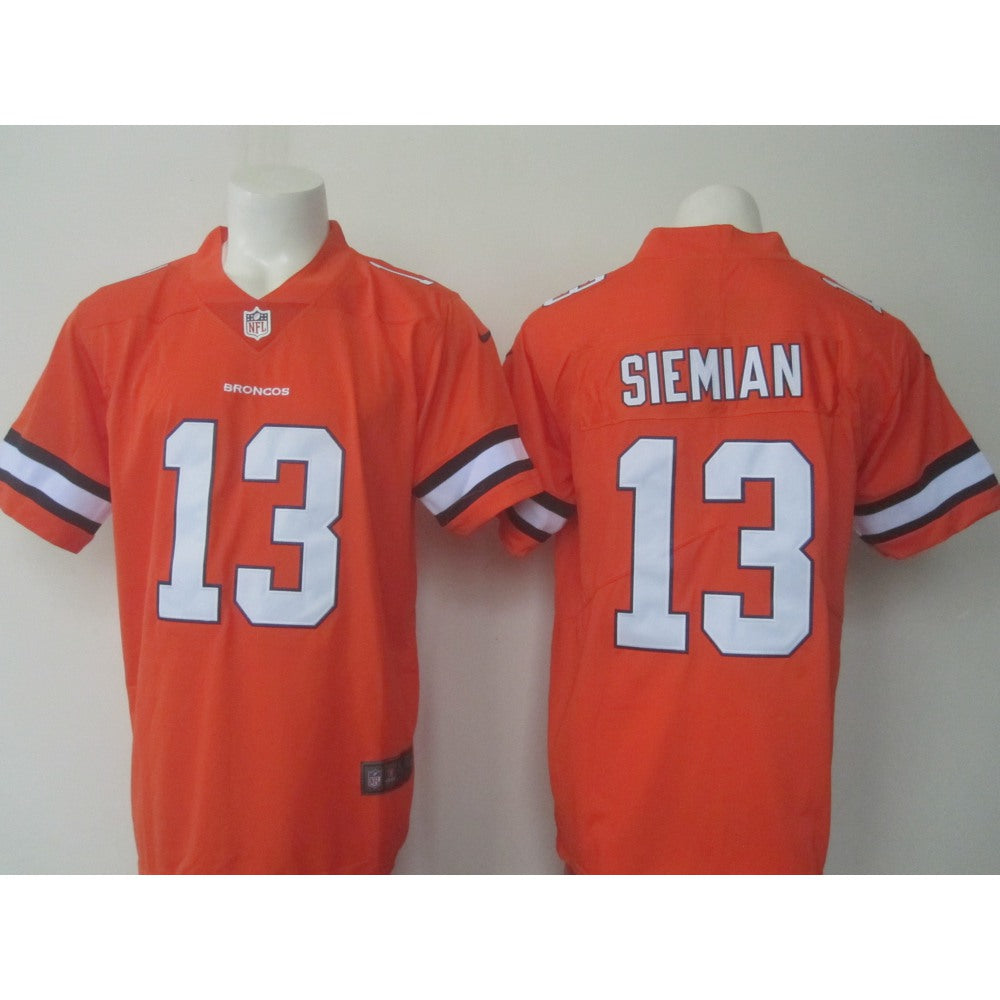 Men's Broncos #13 Trevor Siemian Orange Limited Rush Stitched NFL Jersey 