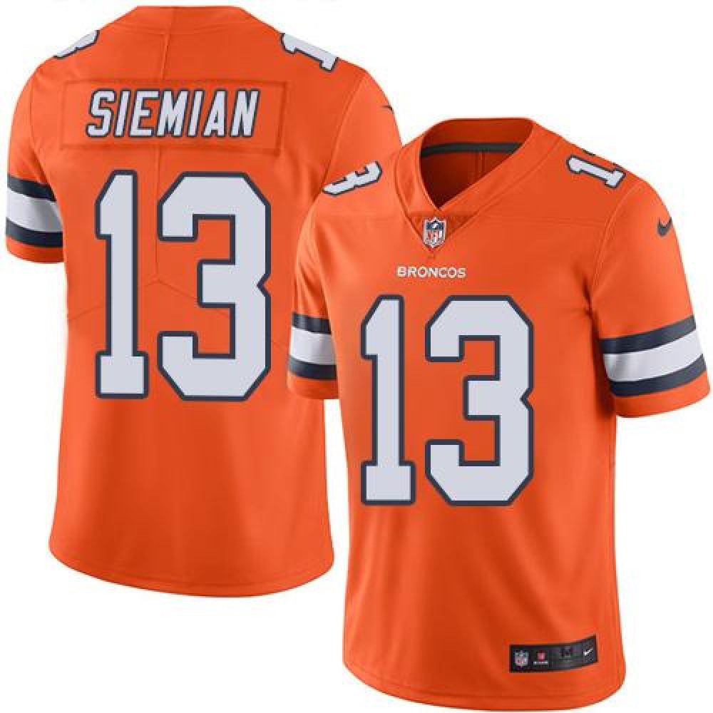 Broncos #13 Trevor Siemian Orange Men's Stitched NFL Limited Rush Jersey 