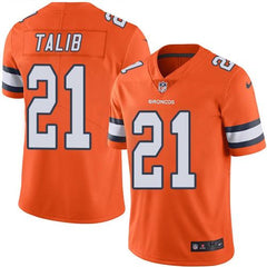 Broncos #21 Aqib Talib Orange Men's Stitched NFL Limited Rush Jersey 