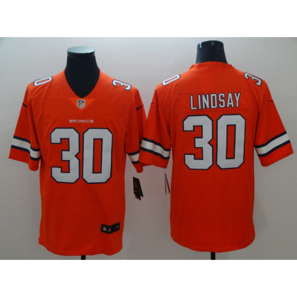 Men's Denver Broncos #30 Phillip Lindsay Orange Color Rush Limited Stitched NFL Jersey 